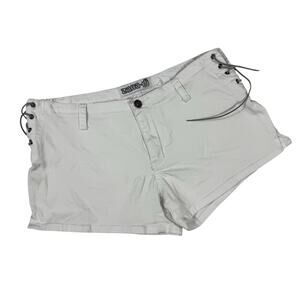 Y2K Zana-di Jeans Denim Booty Shorts White Lace Up Side Tie Low Rise Women's 9